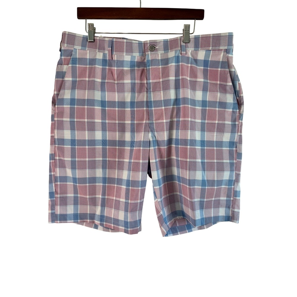 PGA Tour Golf Shorts Plaid Stretch Flat Front Mens Size 40